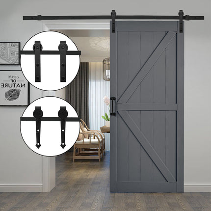 Rustic J Shaped Barn Door Hardware Kit 6.6ft