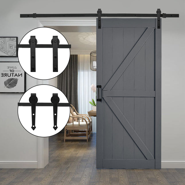 Rustic J Shaped Barn Door Hardware Kit 6.6ft