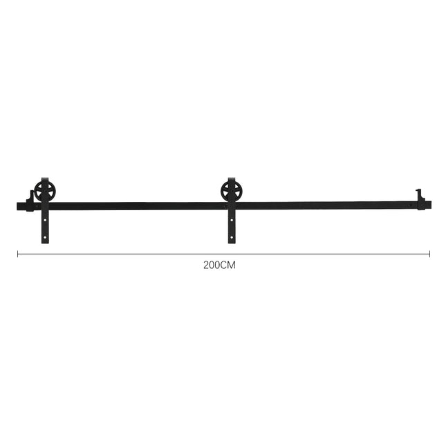 Rustic Barn Door Hardware Kit with Wheel Rollers 6.6ft
