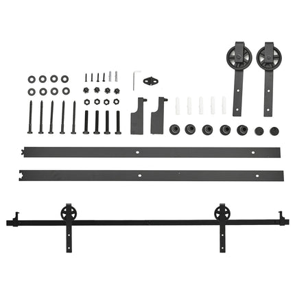 Rustic Barn Door Hardware Kit with Wheel Rollers 6.6ft