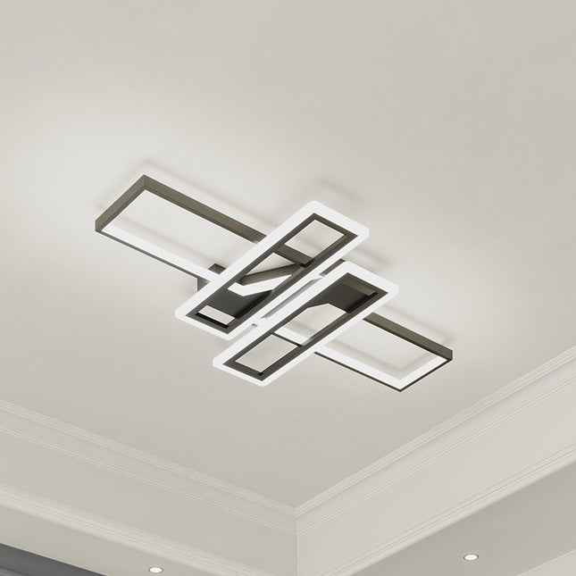 Geometric Black Frame LED Ceiling Light 90x60