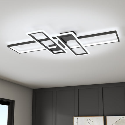 Geometric Black Frame LED Ceiling Light 120x80