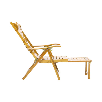 Bamboo Foldable Recliner Lounge Chair with Footrest with Retractable Footrest