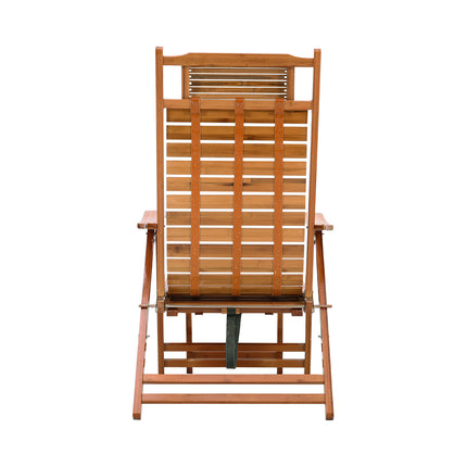 Bamboo Foldable Recliner Lounge Chair with Retractable Footrest
