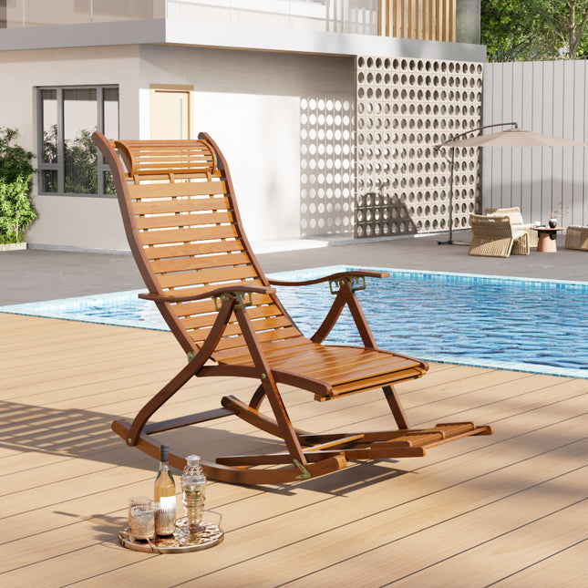 Bamboo Rocking Chair Foldable Recliner