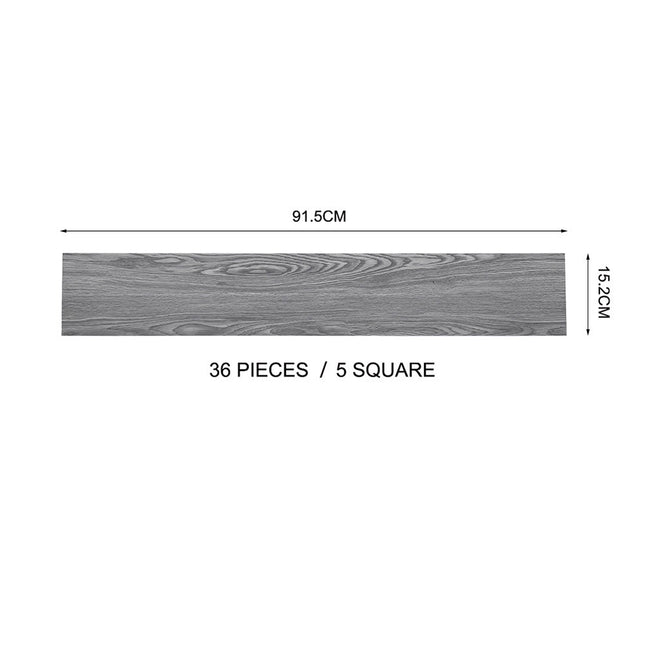 Grey Rustic Lifelike Wood Grain Self-adhesive PVC Flooring 91x15 cm