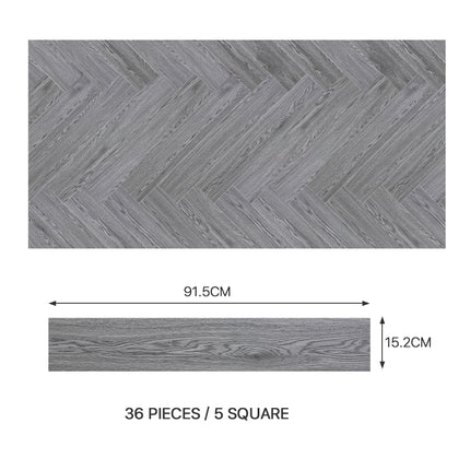Grey Rustic Lifelike Wood Grain Self-adhesive PVC Flooring 91x15 cm
