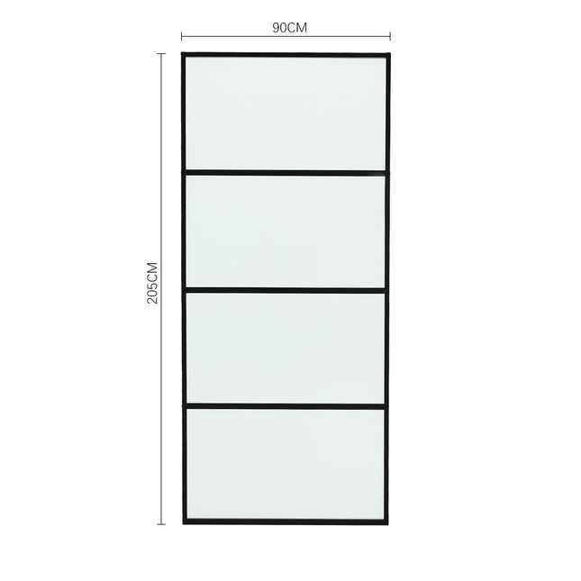 4 Frosted Glass Black Barn Door with Sliding Hardware Kit