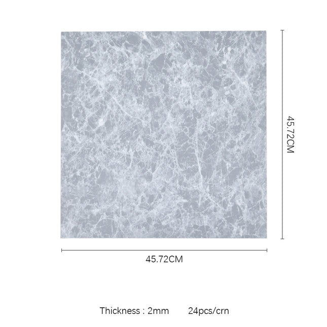 Set of 24 Square Self Adhesive Stone Effect PVC Floor Tiles 45x45 cm