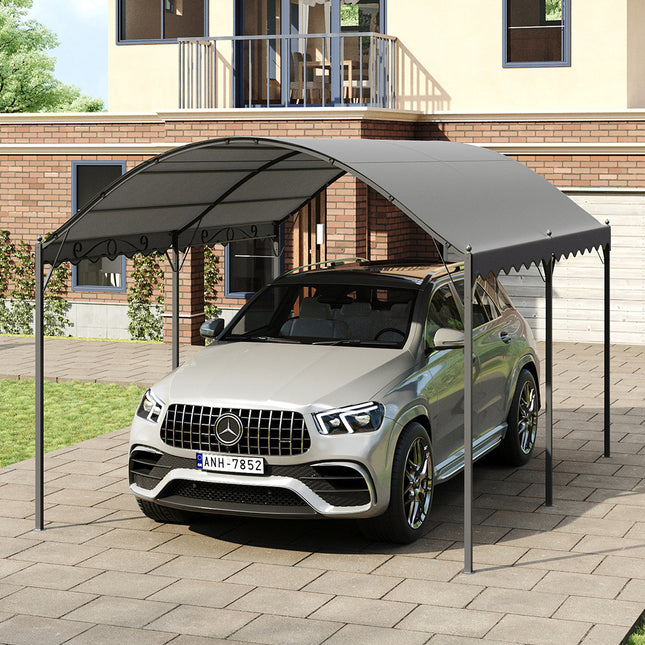 Outdoor Metal Arched Pergola with Shade Grey,4x3x2.6m