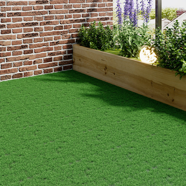 Lush Green Artificial Grass Tiles Pack of 11, Green,30cmx30cm