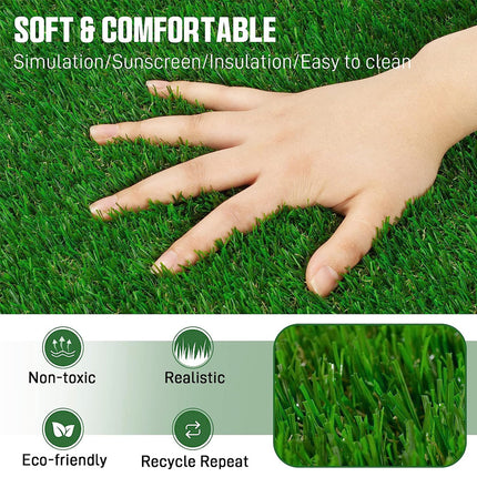 Lush Green Artificial Grass Tiles Pack of 11, Green,30cmx30cm