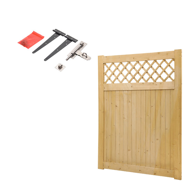 Natural Wood Diamond Garden Gate with Latch 150/180cm H