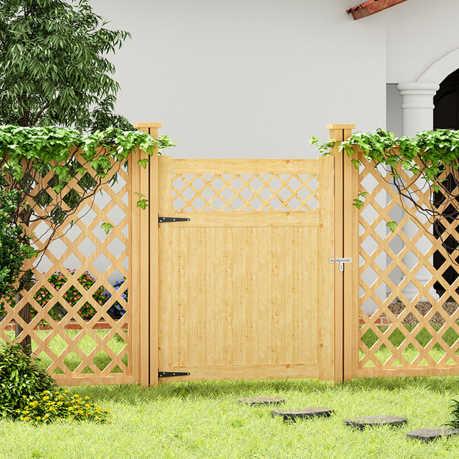 Natural Wood Diamond Garden Gate with Latch 150/180cm H