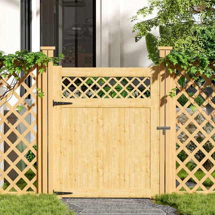 Natural Wood Diamond Garden Gate with Latch 150/180cm H