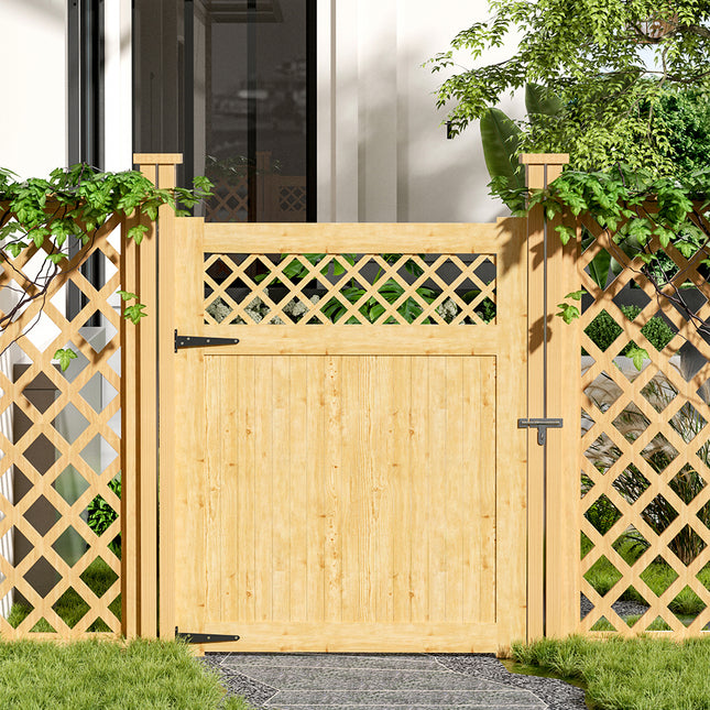 Natural Wood Diamond Garden Gate with Latch 150/180cm H