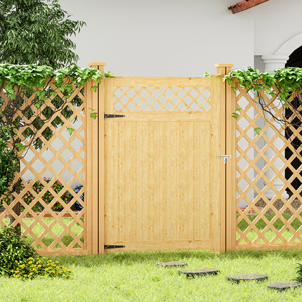 Natural Wood Diamond Garden Gate with Latch 150/180cm H