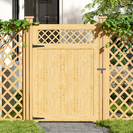 Natural Wood Diamond Garden Gate with Latch 150/180cm H