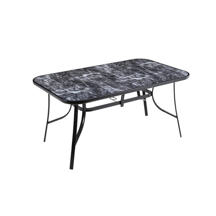 120x80cm Black Rectangular Garden Tempered Glass Marble Coffee Table