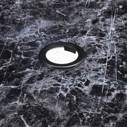 Black Round 80cm Garden Tempered Glass Marble Coffee Table