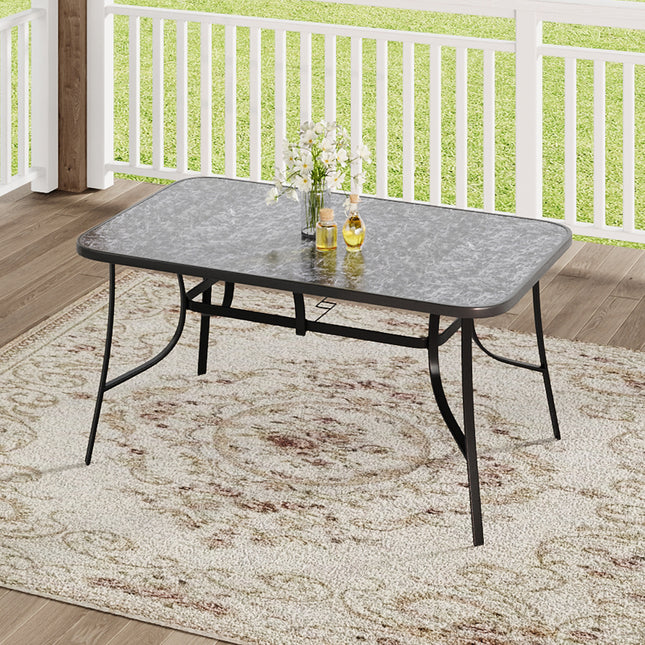 150cm Garden Tempered Glass Black Marble Coffee Table