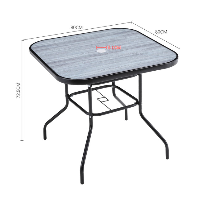 Outdoor Square Coffee Table 80x80cm with Glass Top