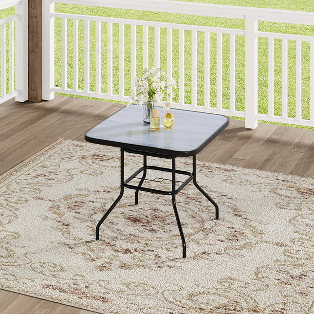 Outdoor Square Coffee Table 80x80cm with Glass Top