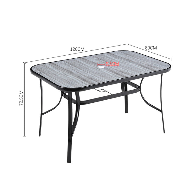120cm Rectangular Garden Tempered Glass Wood Grain Coffee Table