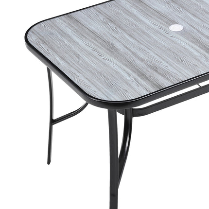 120cm Rectangular Garden Tempered Glass Wood Grain Coffee Table