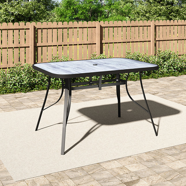 120cm Rectangular Garden Tempered Glass Wood Grain Coffee Table