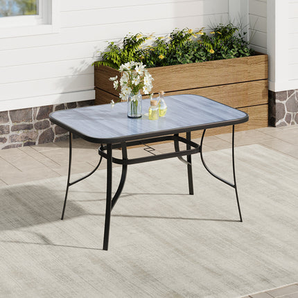 120cm Rectangular Garden Tempered Glass Wood Grain Coffee Table
