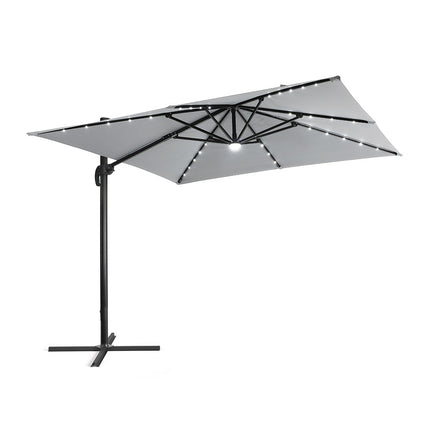 Square Cantilever Parasol with Solar Light and HDPE Parasol Base