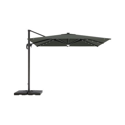 Square Cantilever Parasol with Solar Light and HDPE Parasol Base