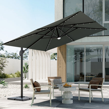 Square Cantilever Parasol with Solar Light and HDPE Parasol Base