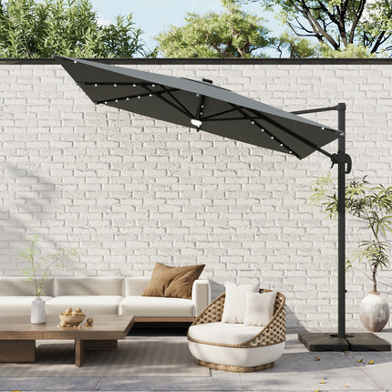 Square Cantilever Parasol with Solar Light and HDPE Parasol Base