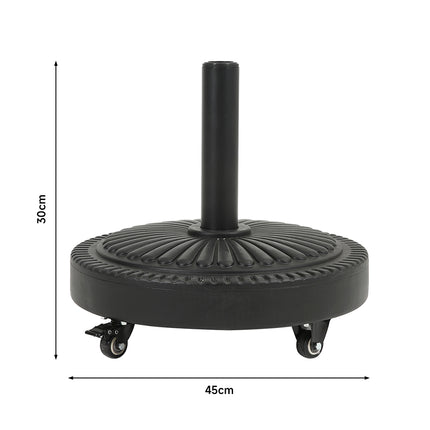 25KG Outdoor Concrete-Filled Patio Umbrella Base with Wheels