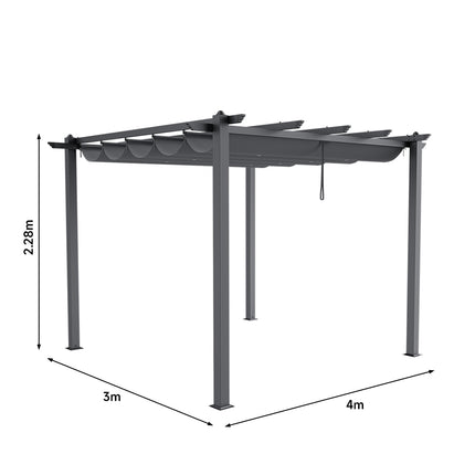 4x3M Black Outdoor Aluminum Patio Pergola with Charcoal Grey Canopy