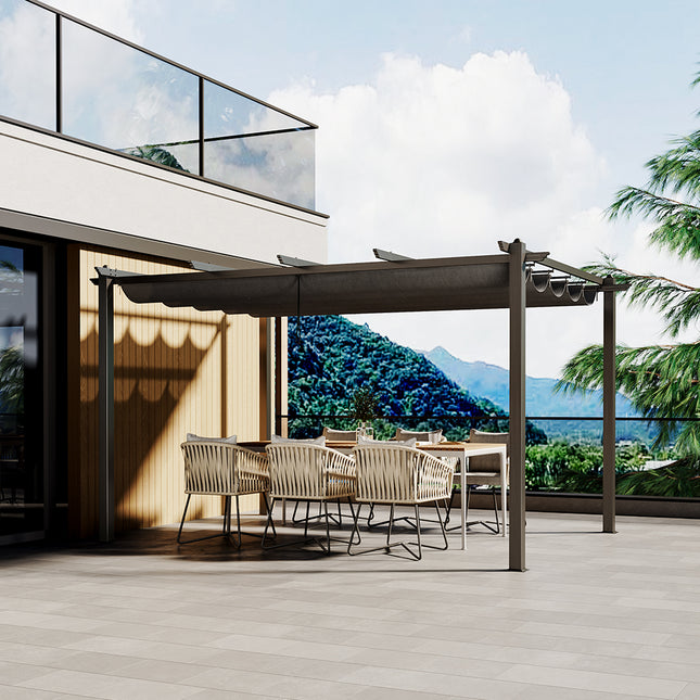 4x3M Black Outdoor Aluminum Patio Pergola with Charcoal Grey Canopy