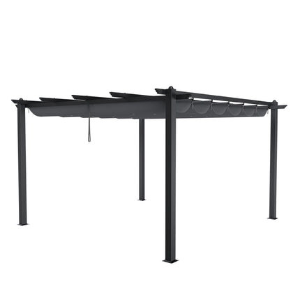 4x4M Black Outdoor Aluminum Patio Pergola with Charcoal Grey Canopy