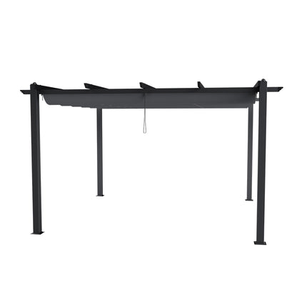 4x4M Black Outdoor Aluminum Patio Pergola with Charcoal Grey Canopy