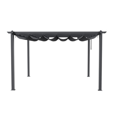 4x4M Black Outdoor Aluminum Patio Pergola with Charcoal Grey Canopy
