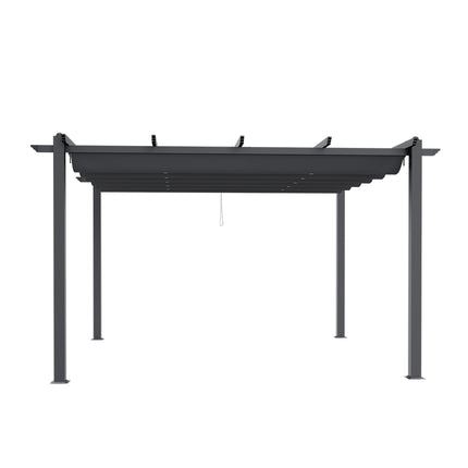 4x4M Black Outdoor Aluminum Patio Pergola with Charcoal Grey Canopy