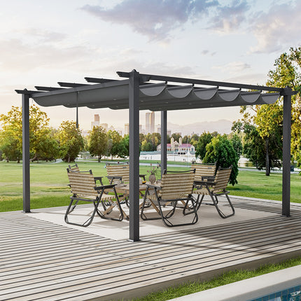 4x4M Black Outdoor Aluminum Patio Pergola with Charcoal Grey Canopy
