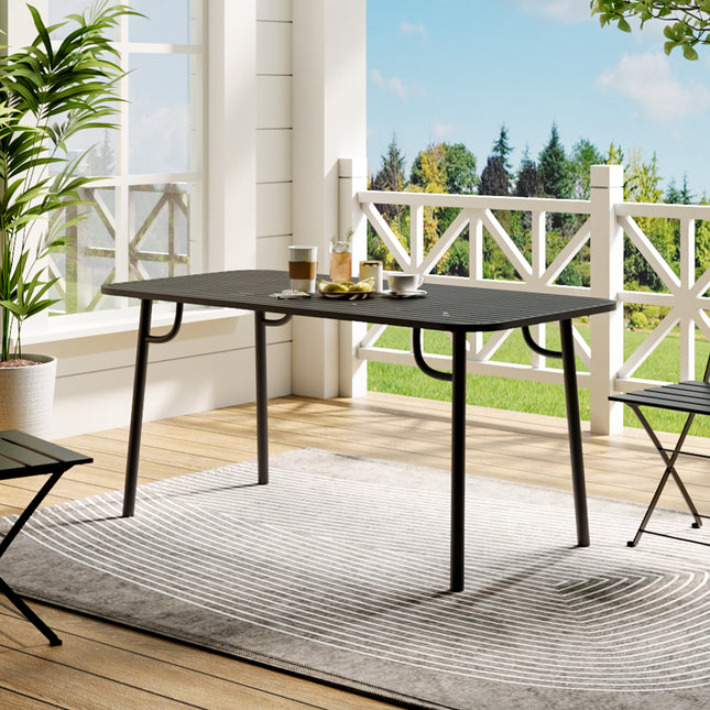 Black Rectangular 160x80cm Outdoor Garden Metal Table
