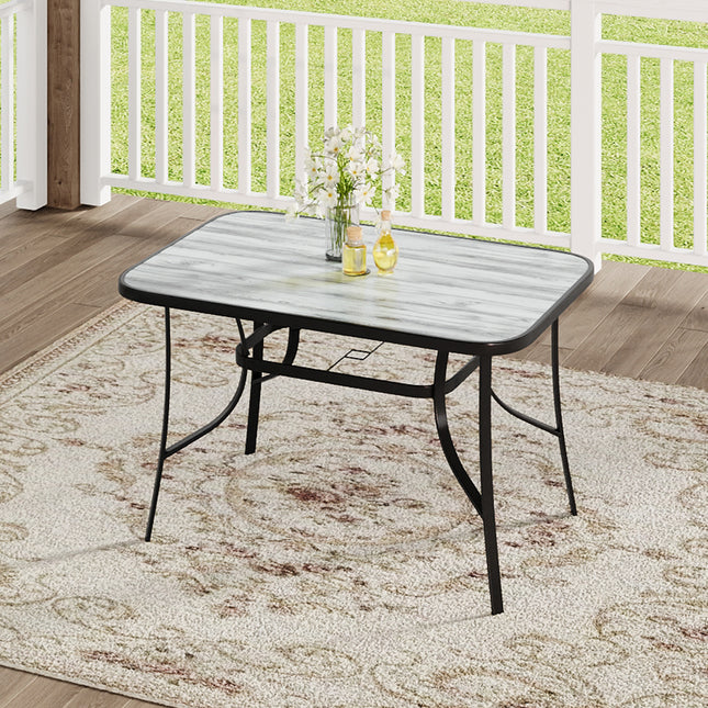 Garden Tempered Glass White Wood Grain Coffee Table 120cm