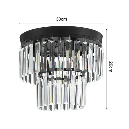 Modern Black 30x20cm Crystal LED Ceiling Light