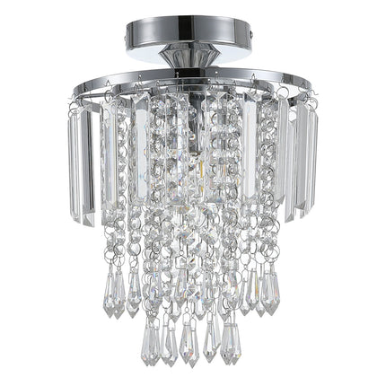 Chrome 23x33cm Living Room Crystal LED Ceiling Light