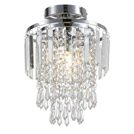 Chrome 23x33cm Living Room Crystal LED Ceiling Light