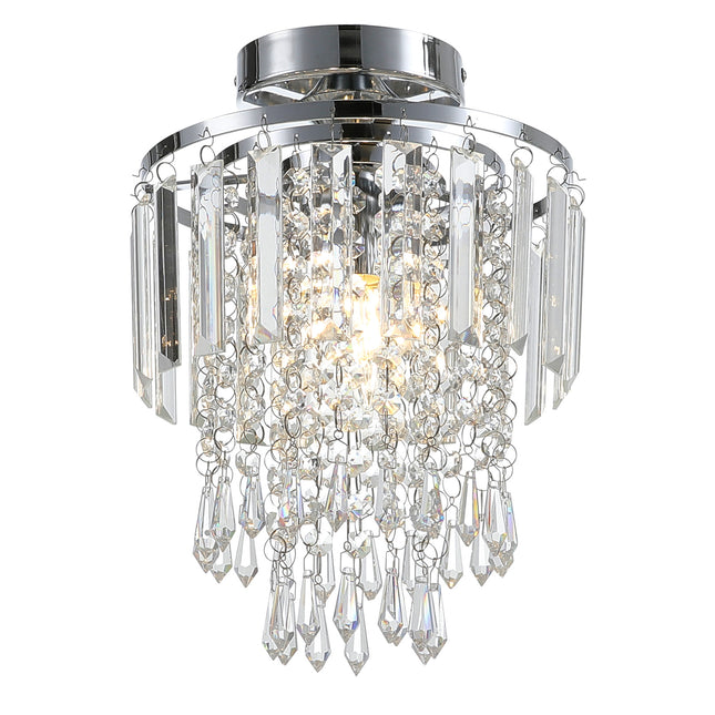 Chrome 23x33cm Living Room Crystal LED Ceiling Light