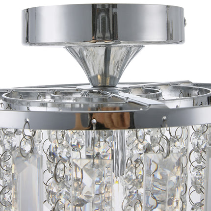 Chrome 23x33cm Living Room Crystal LED Ceiling Light